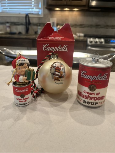 Campbell soup ornaments - soup,